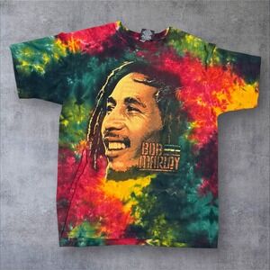 Vtg Bob Marley T-shirt Adult Size‎ L Multi Color Mens Graphic Y2K 2009 Tie Die